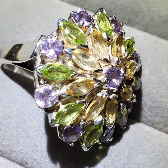 Huge ring citrine, green peridot, amethyst size 7 - Picture 11 of 11